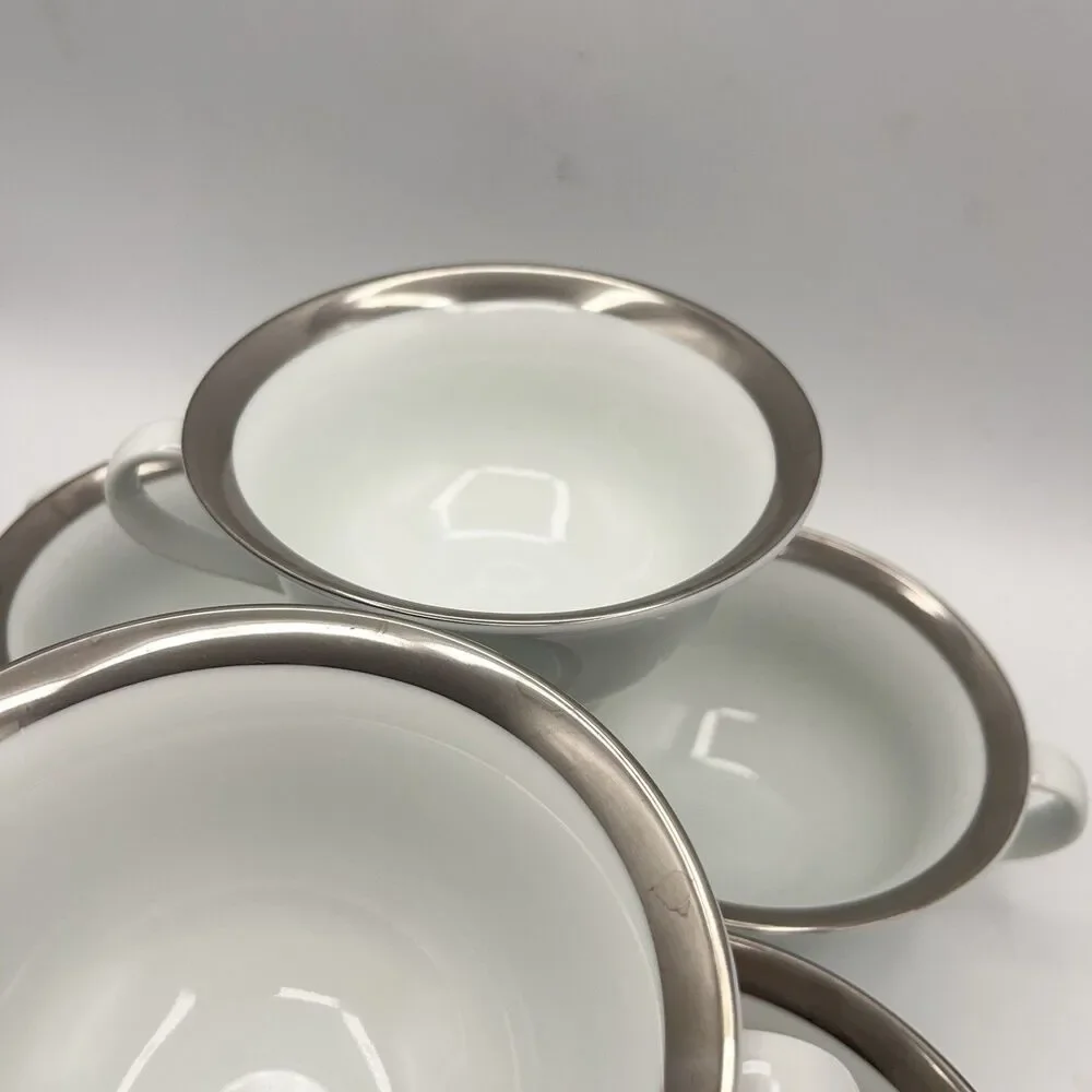 Pottery Barn Cosmopolitan Mugs (Silver Band) - Set Of 7